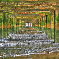 Buy canvas prints of Under Walton on the naze Pier by martin eccles