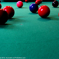 Buy canvas prints of Snooker table with coloured balls by Ian Purdy