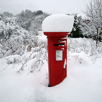 Buy canvas prints of Snow Topped Post Box by Michelle Orai