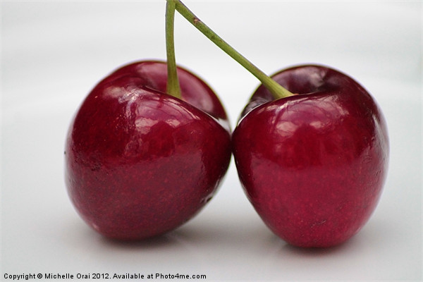 Two Cherries Picture Board by Michelle Orai