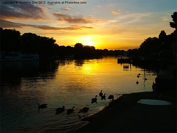 Sunset on the Thames Picture Board by Michelle Orai