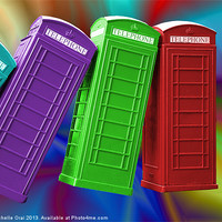 Buy canvas prints of Multi coloured Phone Boxes by Michelle Orai