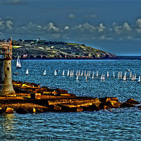 Buy canvas prints of Night draws on Plymouth sound by Ade Robbins