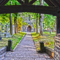 Buy canvas prints of Church In Ainsworth Village by Ade Robbins