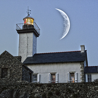Buy canvas prints of  Lighthouse HDR & New Moon effect by Ade Robbins