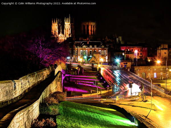 York Minster from The Roman Walls At Night Picture Board by Colin Williams Photography