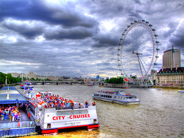 Tourists And The London Eye Picture Board by Colin Williams Photography