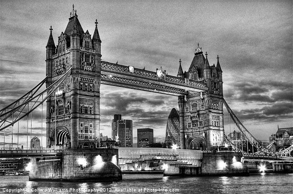 Tower Bridge And The City BW Picture Board by Colin Williams Photography
