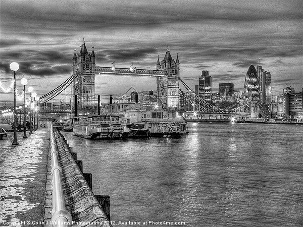 Tower Bridge From Butlers Wharf BW Picture Board by Colin Williams Photography