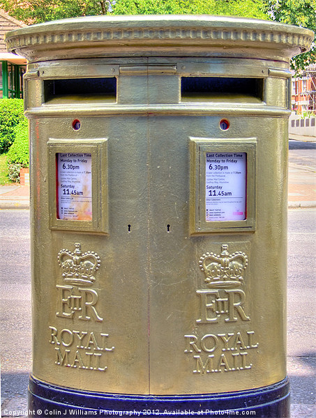 Gold Postbox Picture Board by Colin Williams Photography