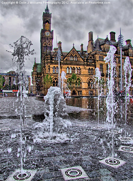 Bradford Fountains and city hall Picture Board by Colin Williams Photography