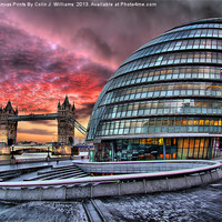 Buy canvas prints of London Skyline - City Hall and Tower Bridge by Colin Williams Photography