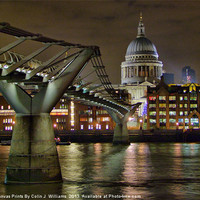 Buy canvas prints of St Pauls Catherderal And Millenium Footbridge by Colin Williams Photography