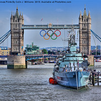 Buy canvas prints of Olympic Rings  London 2012 - Tower Bridge by Colin Williams Photography