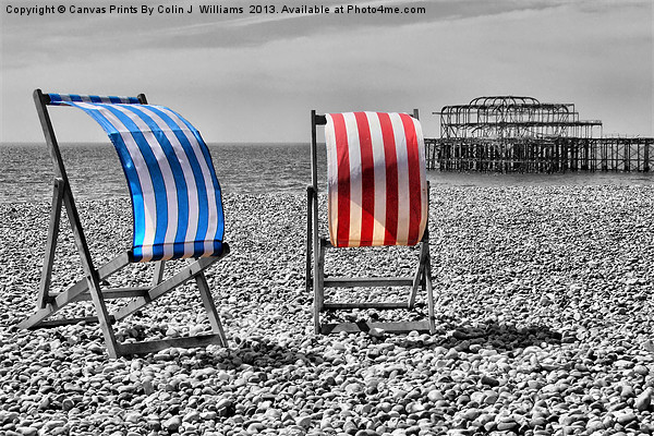 Red White And Blue - Brighton Beach Picture Board by Colin Williams Photography
