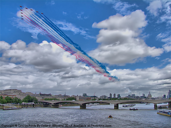 Red Arrows Over London Picture Board by Colin Williams Photography