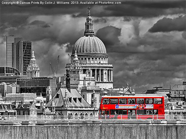 The Red Bus And Saint Pauls Cathederal london Picture Board by Colin Williams Photography