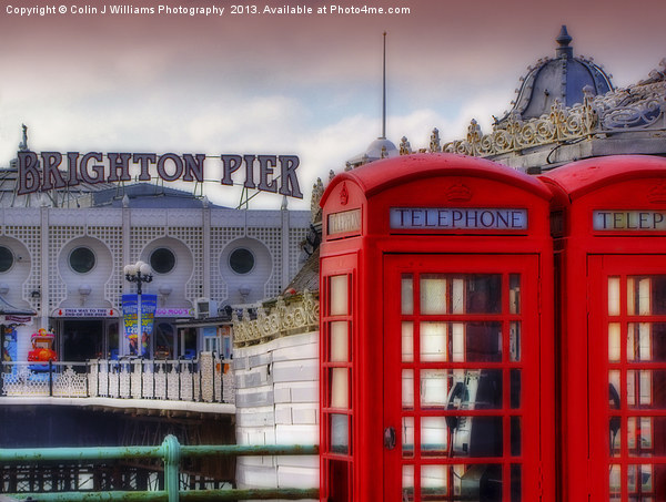 Brighton Phone Boxes And Pier Picture Board by Colin Williams Photography