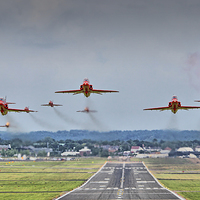 Buy canvas prints of  The Red Arrows Take Off - Farnborough Airshow  by Colin Williams Photography