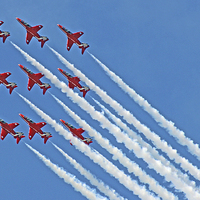Buy canvas prints of  Red Arrows - Blue Sky  by Colin Williams Photography