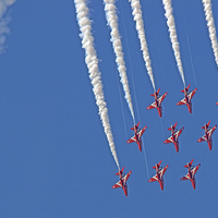 Buy canvas prints of  Diamond Nine Loop - The Red Arrows !! by Colin Williams Photography