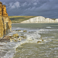 Buy canvas prints of  The Seven Sisters From Hope Gap by Colin Williams Photography