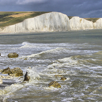 Buy canvas prints of  Breaking Waves - The Seven Sisters by Colin Williams Photography
