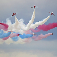 Buy canvas prints of  The Red Arrows - Break - Dunsfold 2014 by Colin Williams Photography