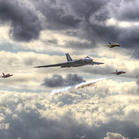 Buy canvas prints of  Avro Vulcan And The Gnat Display Team Dunsfold 1 by Colin Williams Photography