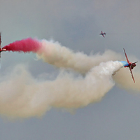Buy canvas prints of   The Syncro Pair - Red Arrows Farnborough 2014 by Colin Williams Photography