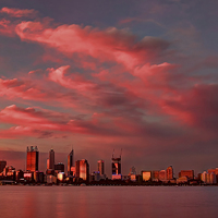 Buy canvas prints of  Sunset Over Perth Western Australia by Colin Williams Photography