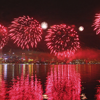 Buy canvas prints of  Perth WA Skyworks Australia day 2015 - 1 by Colin Williams Photography