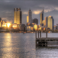 Buy canvas prints of  Sunset Reflections Perth WA by Colin Williams Photography