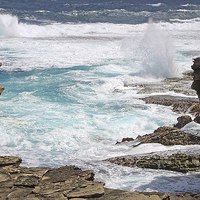 Buy canvas prints of  Rocks And Breaking Waves by Colin Williams Photography