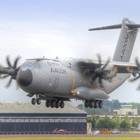 Buy canvas prints of  Airbus A400M Atlas Landing - Farnborough 2014 by Colin Williams Photography