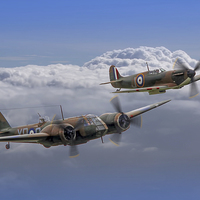 Buy canvas prints of  Spitfire And Blenheim Duxford  2015 - 3 by Colin Williams Photography