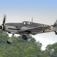 Buy canvas prints of  Messerschmitt bf 109g Red 7 Takes off by Colin Williams Photography