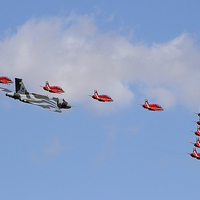 Buy canvas prints of   Final Vulcan flight with the red arrows 4 by Colin Williams Photography