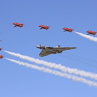 Buy canvas prints of   Final Vulcan flight with the red arrows 6 by Colin Williams Photography