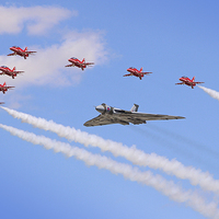 Buy canvas prints of  Final Vulcan flight with the red arrows 9 by Colin Williams Photography