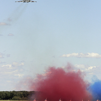 Buy canvas prints of   Final Vulcan flight with the red arrows 10 by Colin Williams Photography