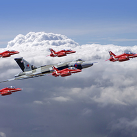 Buy canvas prints of    Final Vulcan flight with the red arrows 3 by Colin Williams Photography