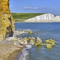 Buy canvas prints of  Seven Sisters and Hope Gap by Colin Williams Photography