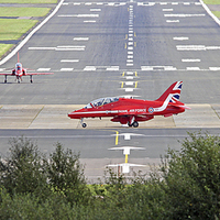 Buy canvas prints of   Red Arrows Landing At Farnborough 2015  by Colin Williams Photography
