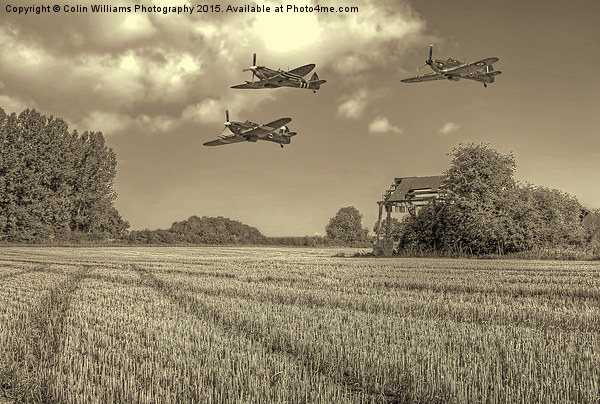   Hurricane And Spitfire 3 BW Picture Board by Colin Williams Photography