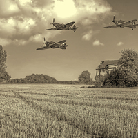 Buy canvas prints of   Hurricane And Spitfire 3 BW by Colin Williams Photography