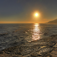 Buy canvas prints of  Sunset From the Cobb Lyme Regis by Colin Williams Photography