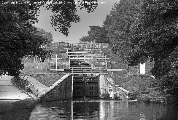  Bingley Five Rise Locks Yorkshire 2 BW Picture Board by Colin Williams Photography