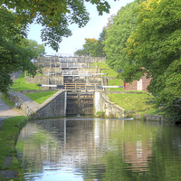 Buy canvas prints of  Bingley Five Rise Locks Yorkshire 3 by Colin Williams Photography