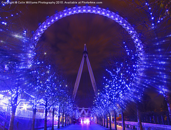   Christmas At The London Eye Zoom Picture Board by Colin Williams Photography